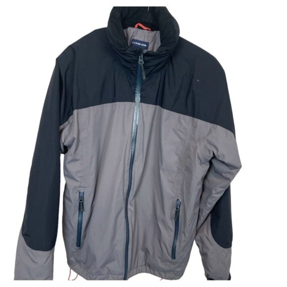 Lands End waterproof coat sz M 38-40 grey black